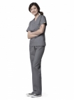 Grey Unisex V-Neck Scrub Top Including embroidered WSBOCES Logo